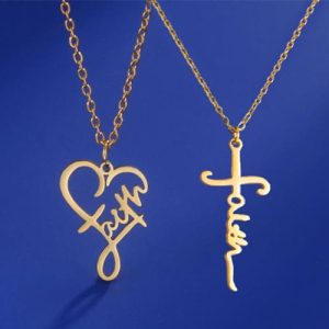 Christian Faith heart necklace for women